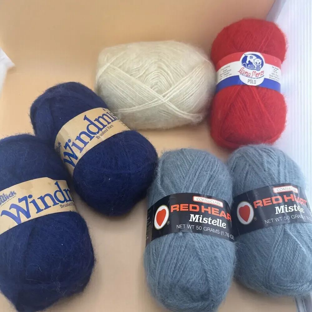 Yarn Lot Brunswick Brand Red Heart Mistelle Acrylic Brushed Plus Some Partial